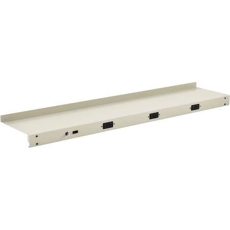 Global Industrial Steel Upper Shelf W/ 3 Duplex Outlets, 72inW x 12inD, Tan 249296CTN